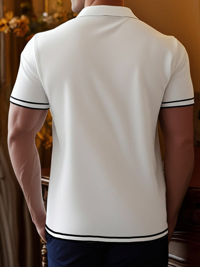 Camisa de Manga Corta con Bordes en Contraste