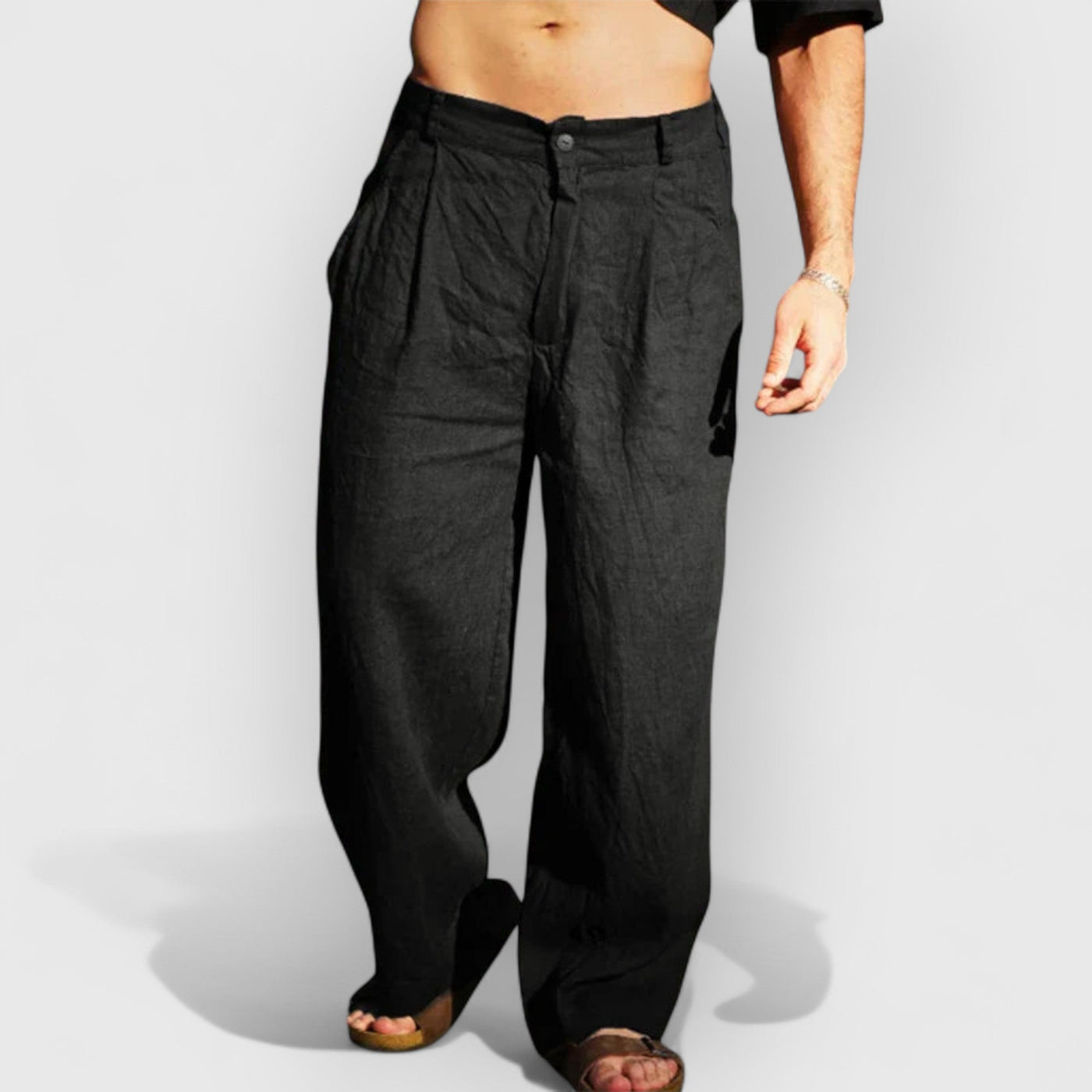 Malik – Pantalones de lino con pierna ancha