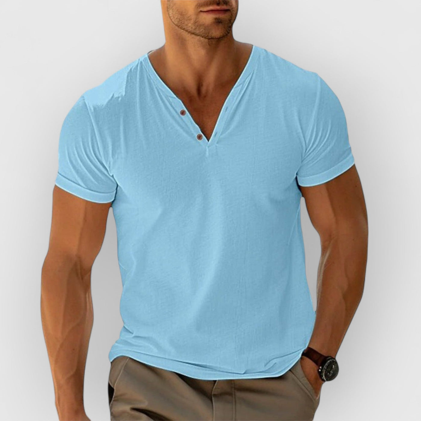 Eligio - Camiseta de Punto con Botones